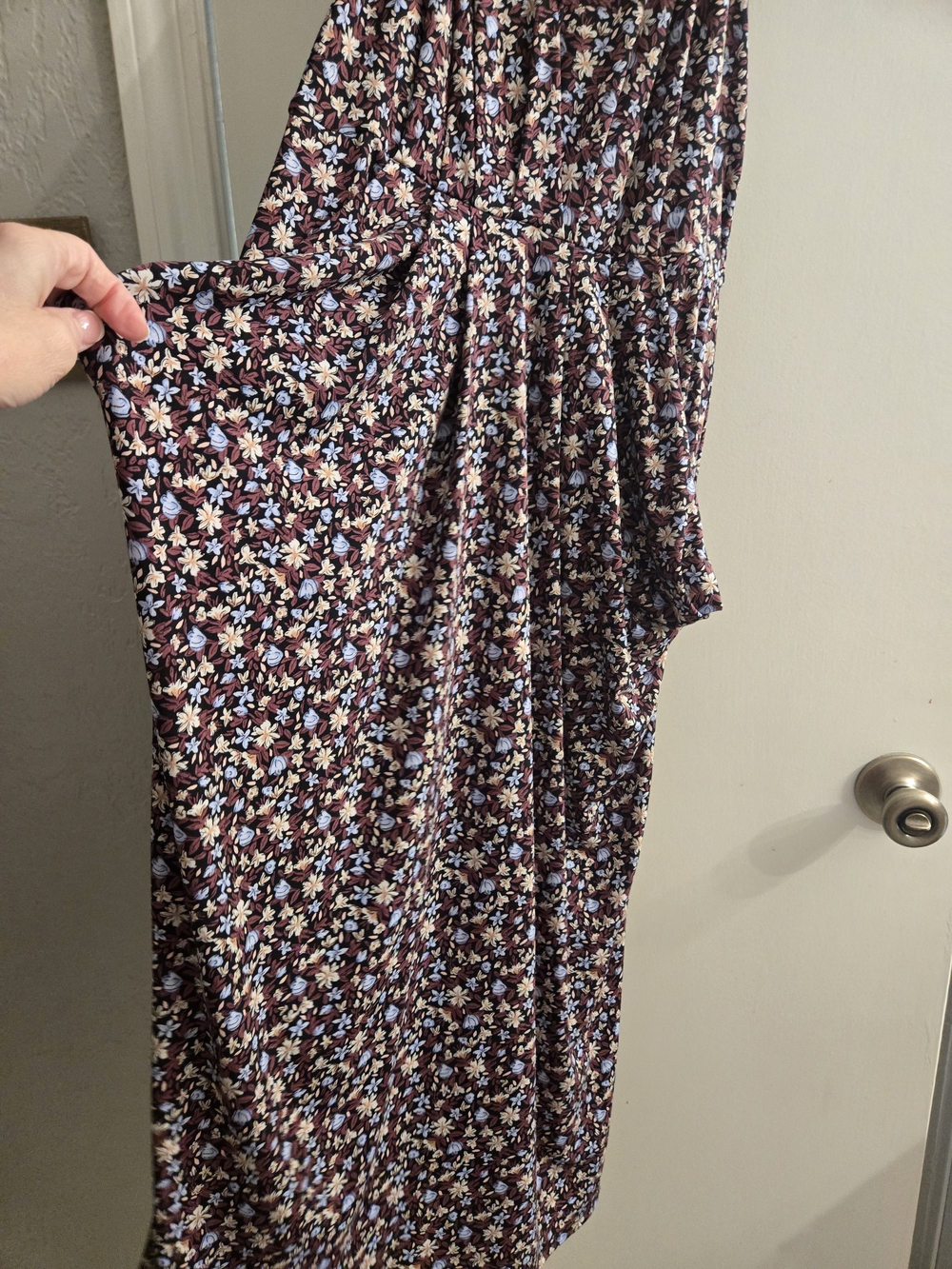 BCBGeneration Burgundy Floral Dress with Light Blue & Cream Flowers